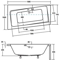 Ванна акриловая Besco Infinity 160x100 Left (White) Thumb