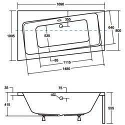 Ванна акриловая Besco Infinity 170x110 Left (White) Thumb