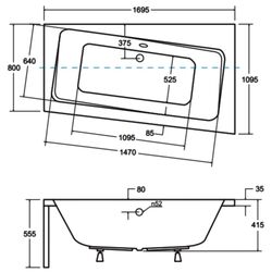 Ванна акриловая Besco Infinity 170x110 Right (White) Thumb