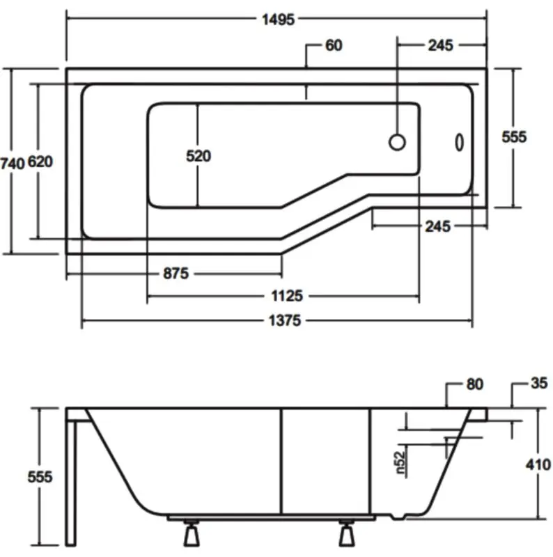 Сadă de baie din acril Besco Integra 150x75 Left (White) - 4