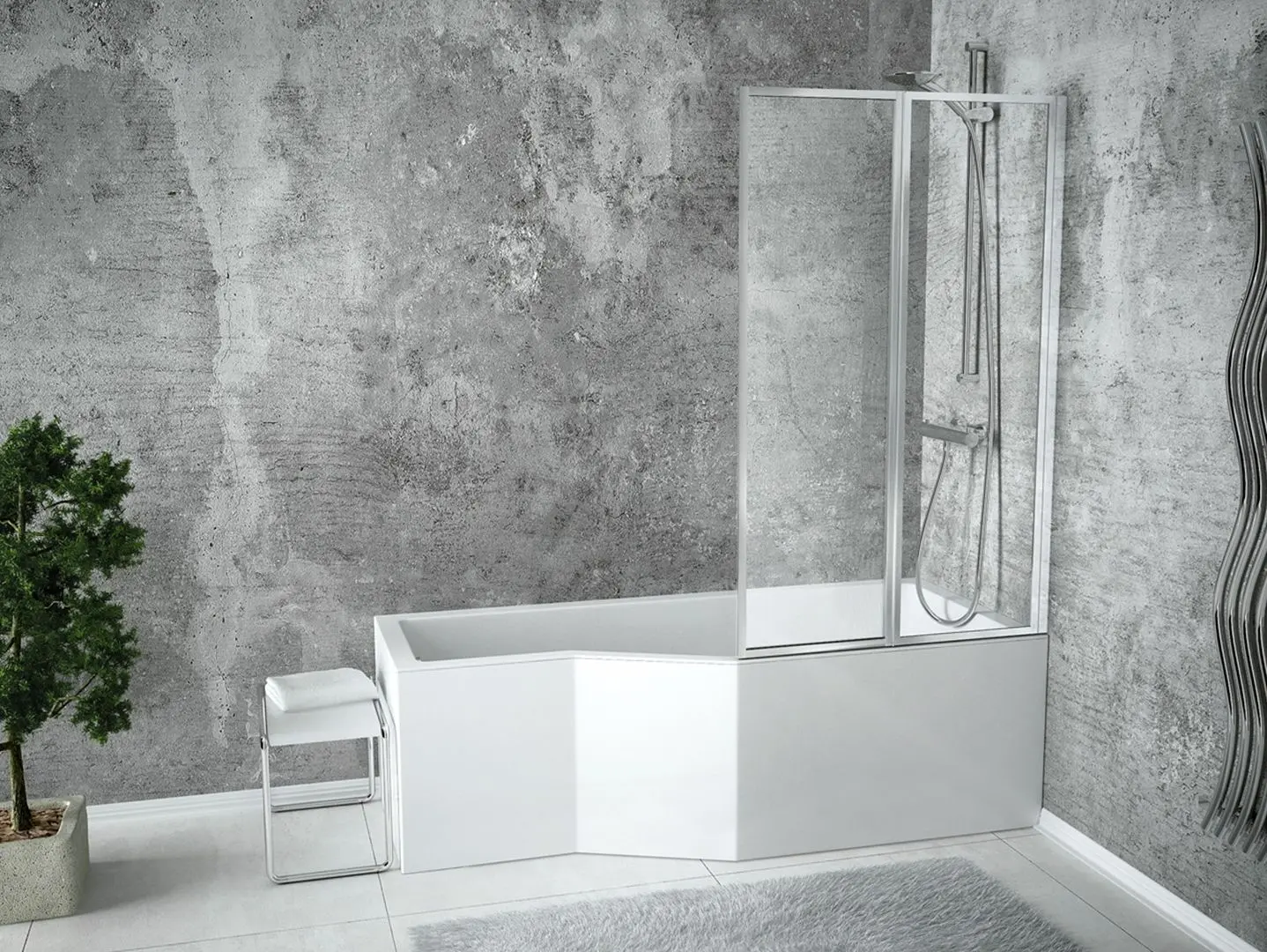 Ванна акриловая Besco Integra 150x75 Right + Ambition Premium 2 (White/Chrome) - 5