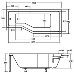 Ванна акриловая Besco Integra 150x75 Right (White) Thumb