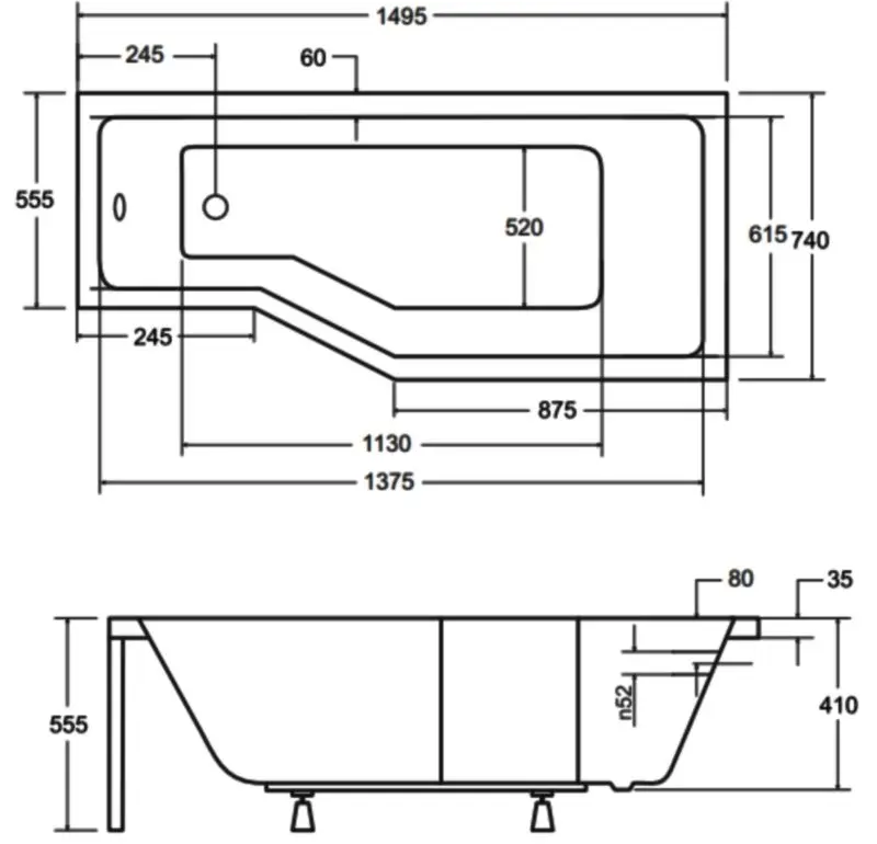 Ванна акриловая Besco Integra 150x75 Right (White) - 4