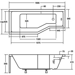 Ванна акриловая Besco Integra 170x75 Left + Ambition Premium 2 (White/Chrome) Thumb