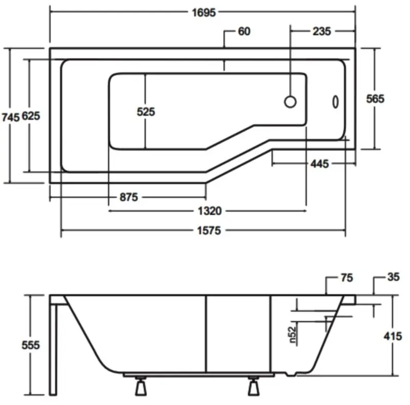 Ванна акриловая Besco Integra 170x75 Left + Ambition Premium 2 (White/Chrome) - 7