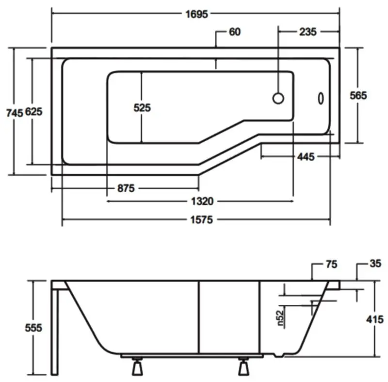Ванна акриловая Besco Integra 170x75 Left (White) - 4