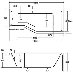 Сadă de baie din acril Besco Integra 170x75 Right (White) Thumb