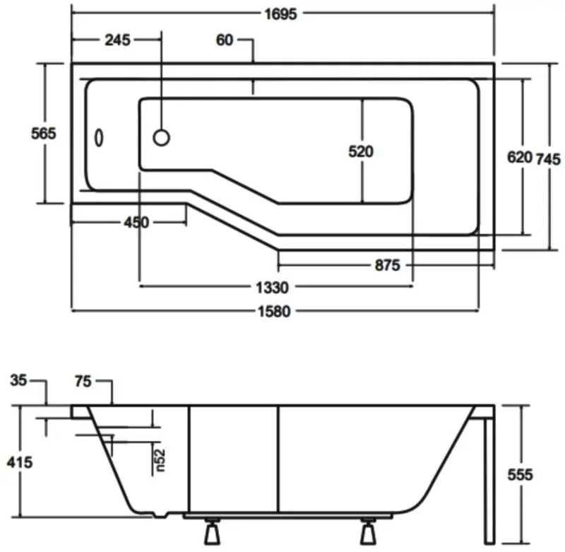 Сadă de baie din acril Besco Integra 170x75 Right (White) - 4
