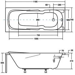Ванна акриловая Besco Majka Nova 120x70 (White) Thumb