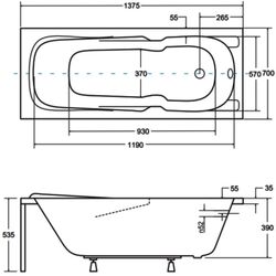 Ванна акриловая Besco Majka Nova 140x70 (White) Thumb