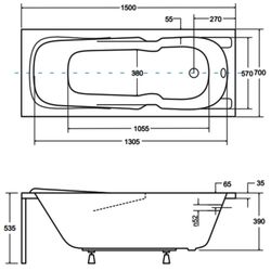 Ванна акриловая Besco Majka Nova 150x70 (White) Thumb