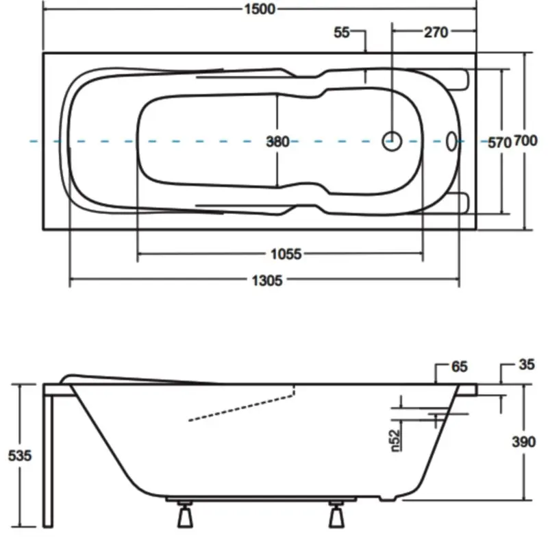 Ванна акриловая Besco Majka Nova 150x70 (White) - 3