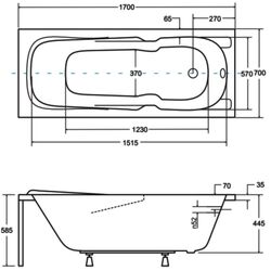 Ванна акриловая Besco Majka Nova 170x70 (White) Thumb