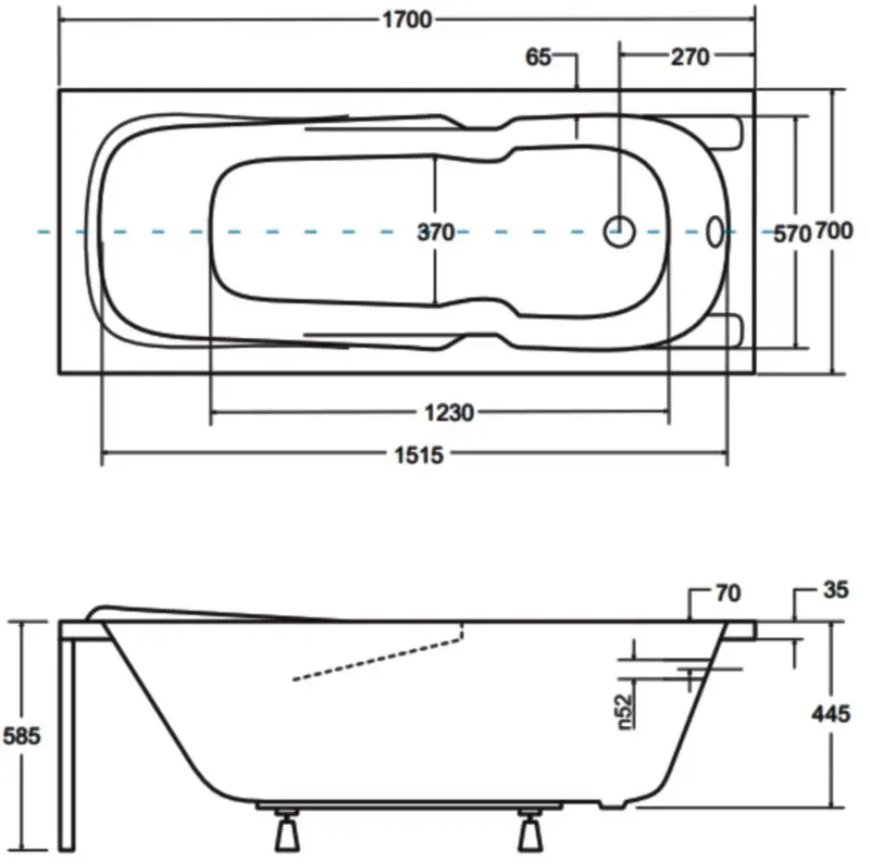 Ванна акриловая Besco Majka Nova 170x70 (White) - 3
