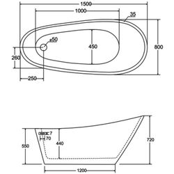Ванна акриловая Besco Melody 150x80 (White/Gold) Thumb