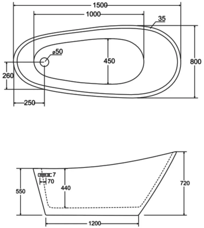 Ванна акриловая Besco Melody Glam 150x80 (Silver/White/Black) - 3