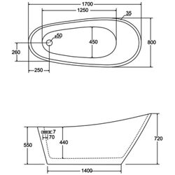 Ванна акриловая Besco Melody Glam 170x80 (Graphite/White/Chrome) Thumb