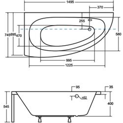 Cada de baie din acril Besco Milena 150x70 Left (White) Thumb