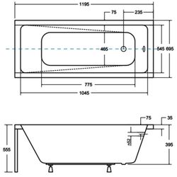 Cada de baie din acril Besco Modern 120x70 (White) Thumb