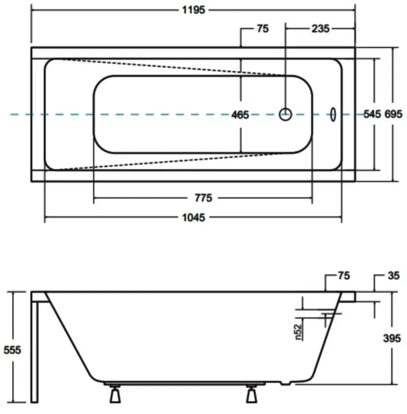 Cada de baie din acril Besco Modern 120x70 (White) - 5