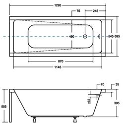 Cada de baie din acril Besco Modern 130x70 (White) Thumb
