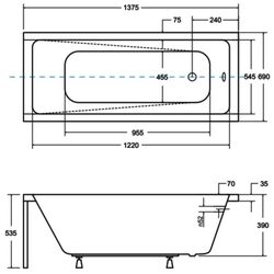 Ванна акриловая Besco Modern 140x70 (White) Thumb
