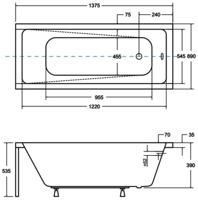 Ванна акриловая Besco Modern 140x70 (White) - 5