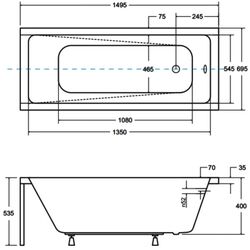 Ванна акриловая Besco Modern 150x70 (White) Thumb