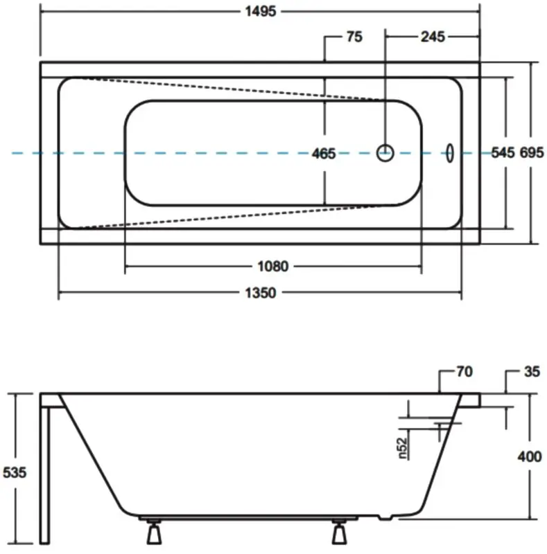 Ванна акриловая Besco Modern 150x70 (White) - 5
