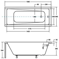 Cada de baie din acril Besco Modern 160x70 (White) Thumb