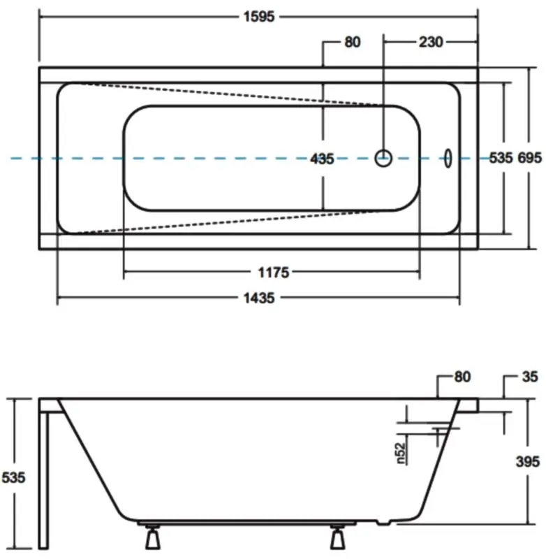 Cada de baie din acril Besco Modern 160x70 (White) - 5