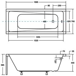 Cada de baie din acril Besco Modern 170x70 (White) Thumb