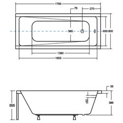 Cada de baie din acril Besco Modern 180x80 (White) Thumb