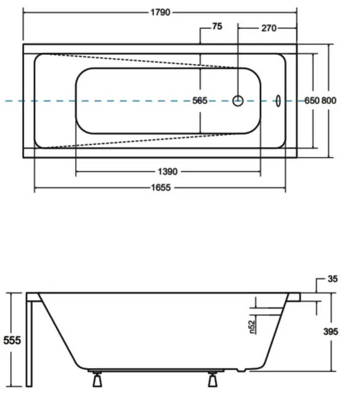 Cada de baie din acril Besco Modern 180x80 (White) - 5