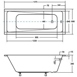 Cada de baie din acril Besco Modern Slim 140x70 (White) Thumb