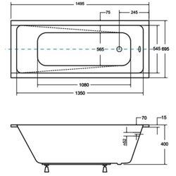 Cada de baie din acril Besco Modern Slim 150x70 (White) Thumb