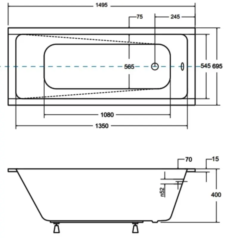 Cada de baie din acril Besco Modern Slim 150x70 (White) - 4