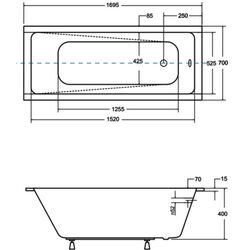 Cada de baie din acril Besco Modern Slim 170x70 (White) Thumb