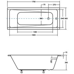 Cada de baie din acril Besco Modern Slim 180x80 (White) Thumb
