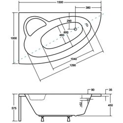 Cada de baie din acril Besco Natalia 150x100 Left (White) Thumb