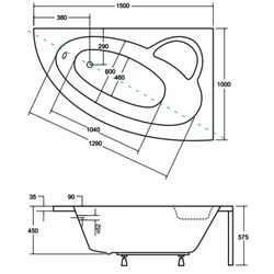 Ванна акриловая Besco Natalia 150x100 Right (White) Thumb