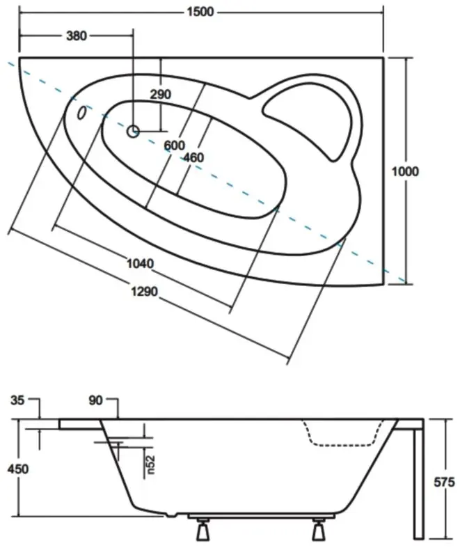 Ванна акриловая Besco Natalia 150x100 Right (White) - 2