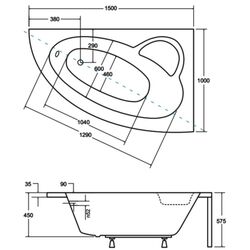 Cada de baie din acril Besco Natalia Premium 150x100 Right + Ambition + Standard (White/Chrome) Thumb