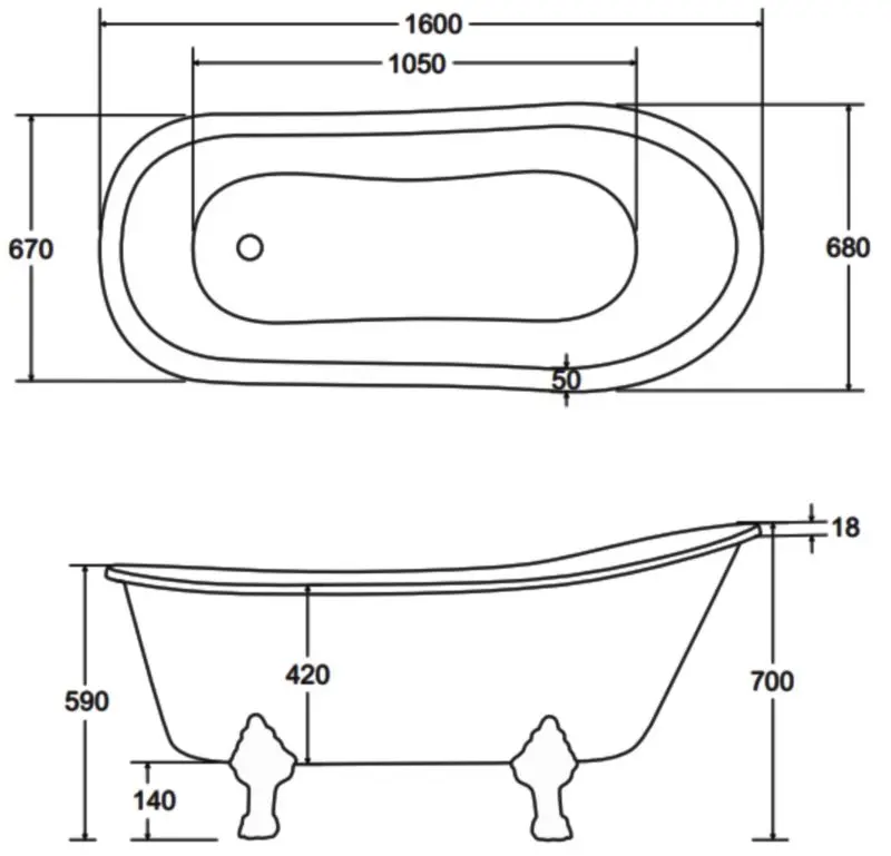 Ванна акриловая Besco Olaya Glam 160x68 (Graphite/White/Gold) - 3