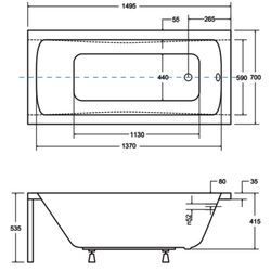 Cada de baie din acril Besco Optima 150x70 (White) Thumb