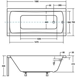 Cada de baie din acril Besco Optima 160x70 (White) Thumb