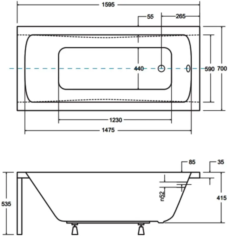Ванна акриловая Besco Optima Premium 160x70 + Ambition + Standard (White/Chrome) - 4