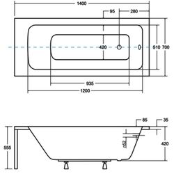 Ванна акриловая Besco Talia 140x70 (White) Thumb