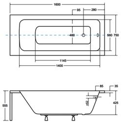 Cada de baie din acril Besco Talia 160x75 (White) Thumb