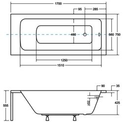 Cada de baie din acril Besco Talia 170x75 (White) Thumb